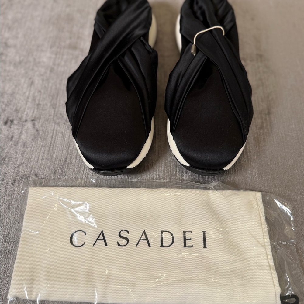 Casadei Satin Stretch Sneakers Black EU 40 New NIB - Picture 4 of 8